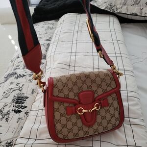 Gucci Beige and Red Crossbody Bag